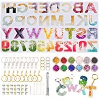 Moldes de resina Silicona- HONEYWHALE 186Pcs Alfabeto Letra Kit de moldes de resina Moldes de fundición de joyería para…